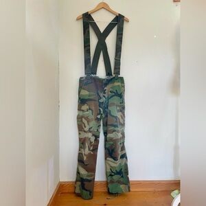 Camo Trousers Cargo Pocket Pants with Suspenders | Size Medium Regular